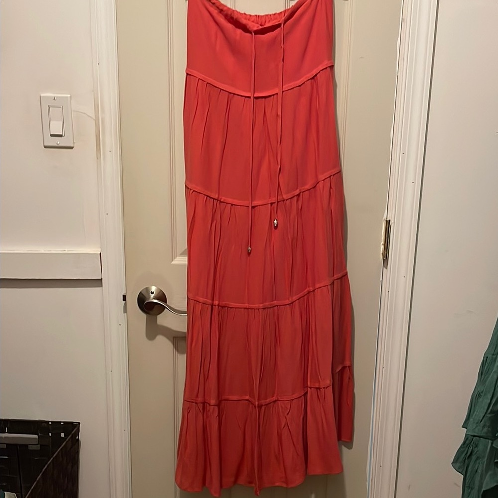 Coral Tiered Maxi Skirt
